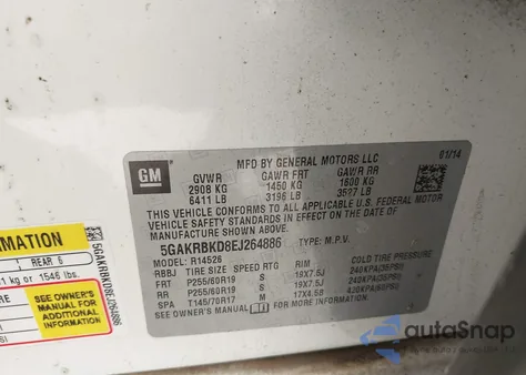 2014 Buick Enclave Leather z USA, uszkodzony, nr VIN 5GAKRBKD8EJ264886